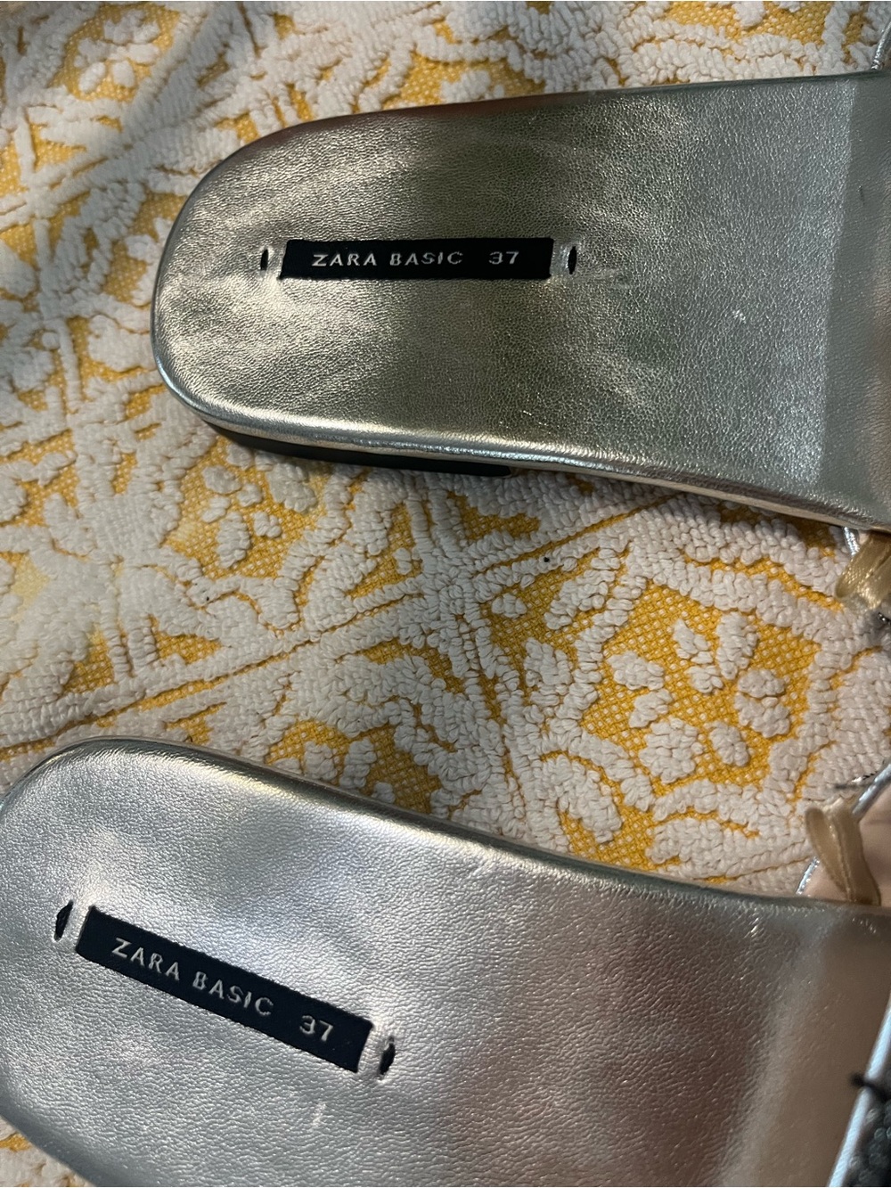 Zara Basic Metallic Fringe Summer Slide Sandals 37 - Picture 6 of 8